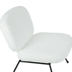 Fauteuil en tissu bouclette blanc et fer noir - Ethior