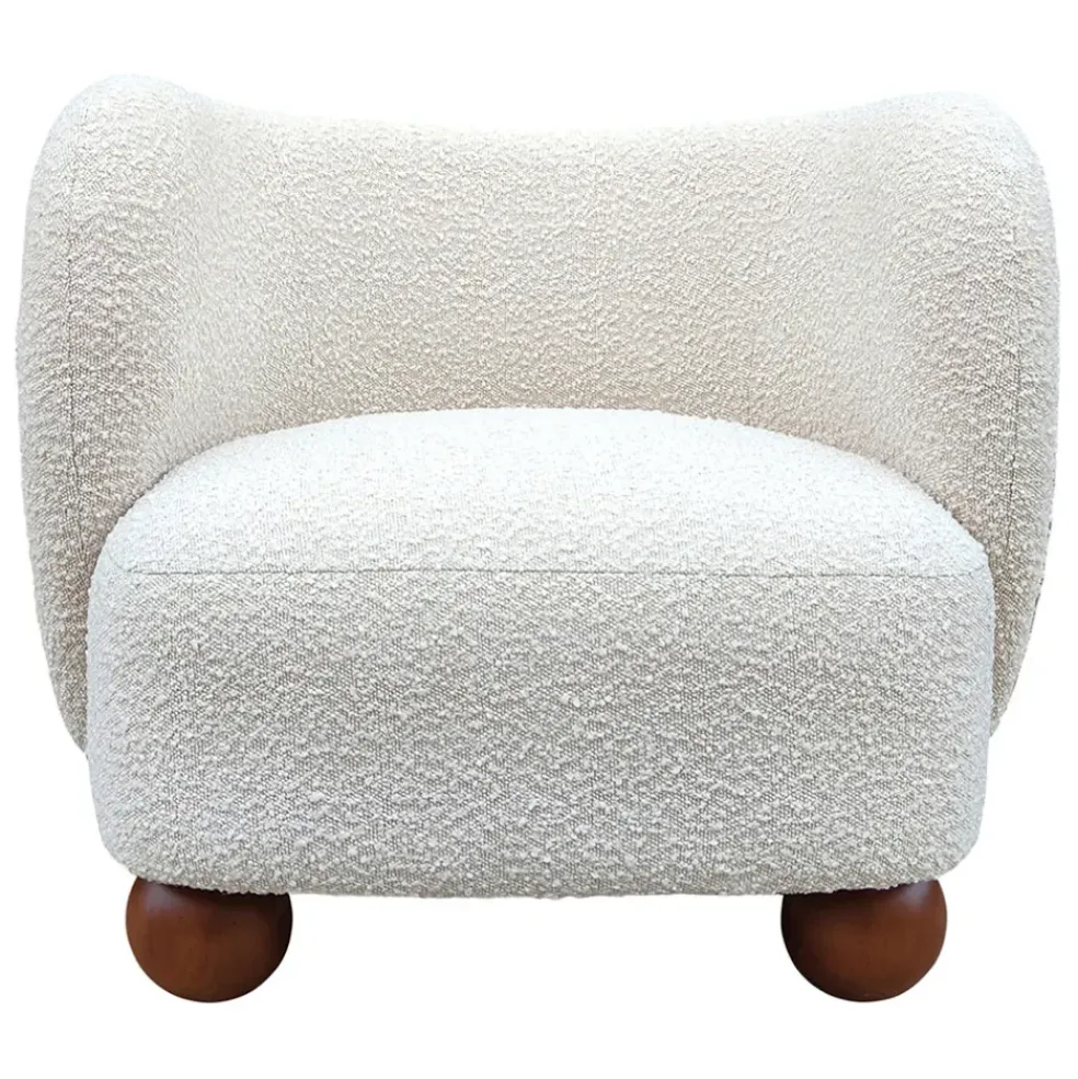 Fauteuil en tissu bouclette écru - Sixties