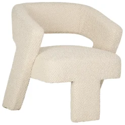 Fauteuil en tissu bouclette ivoire - Klosen