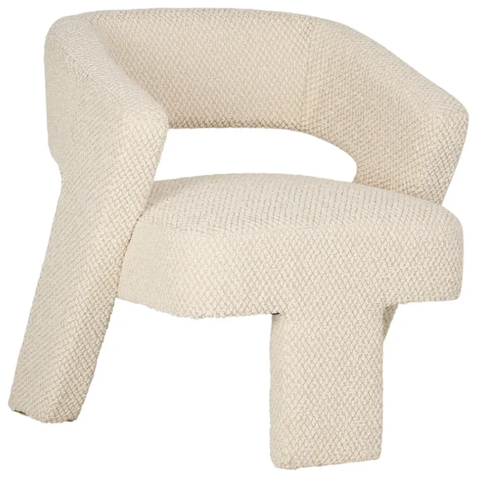 Fauteuil en tissu bouclette ivoire - Klosen