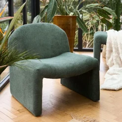 Fauteuil en tissu côtelé vert - Minimal