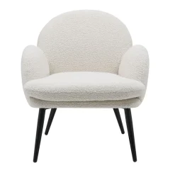Fauteuil en tissu effet laine bouclette blanc - oria
