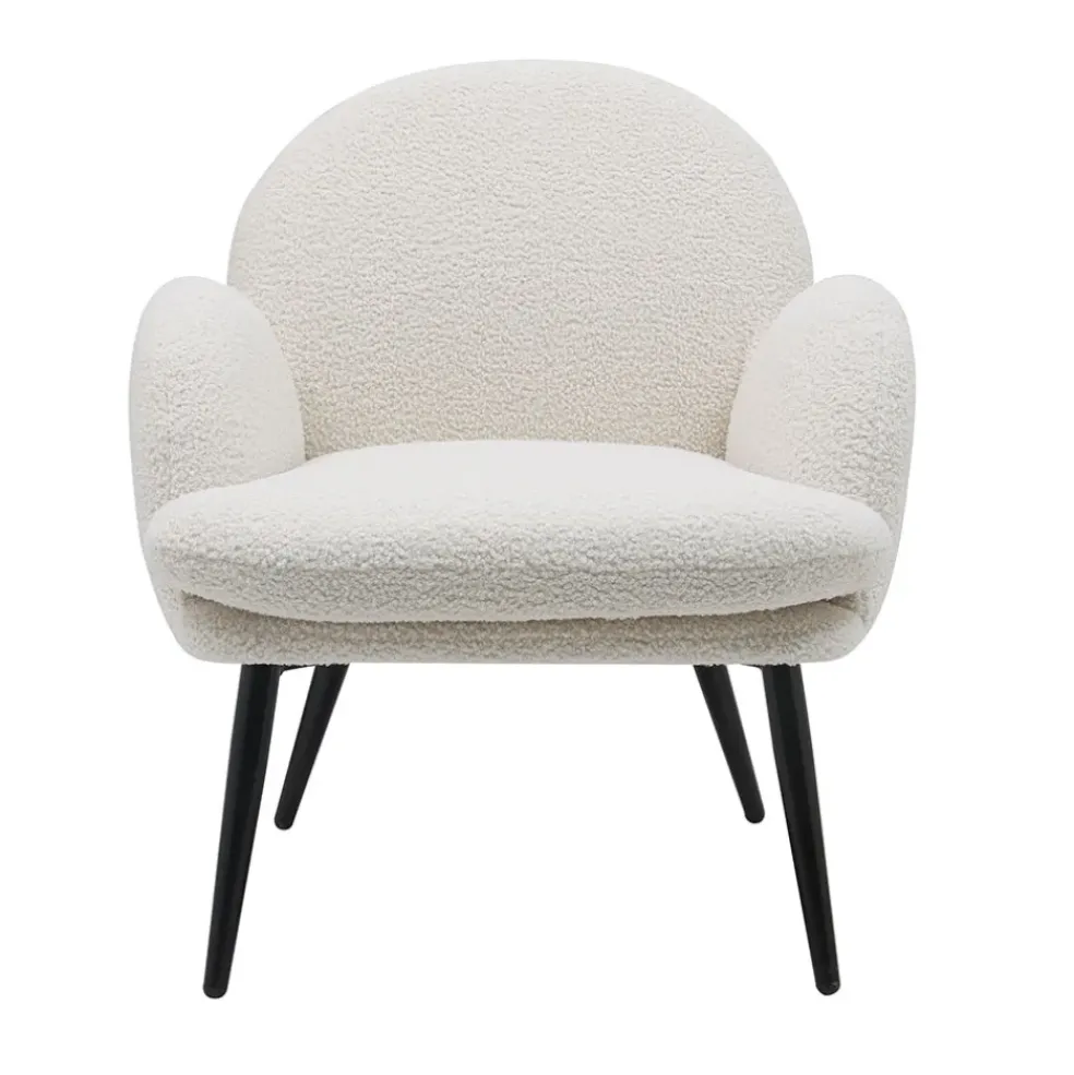 Fauteuil en tissu effet laine bouclette blanc - oria