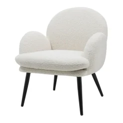 Fauteuil en tissu effet laine bouclette blanc - oria