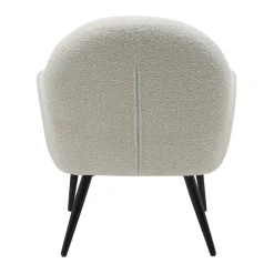 Fauteuil en tissu effet laine bouclette blanc - oria