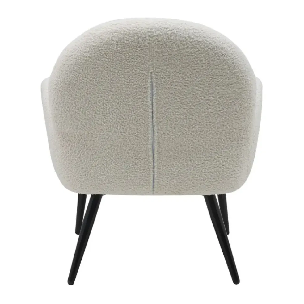 Fauteuil en tissu effet laine bouclette blanc - oria
