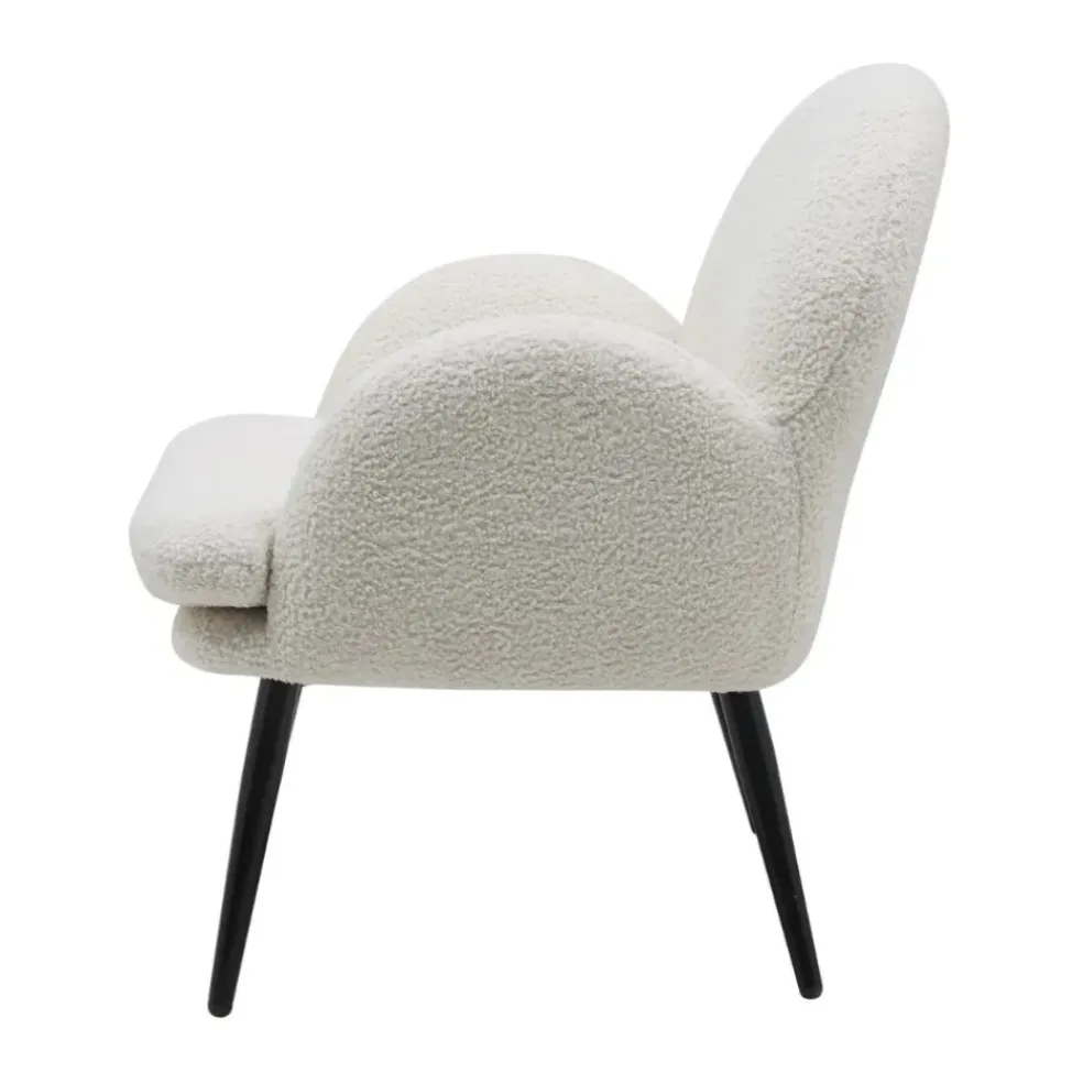 Fauteuil en tissu effet laine bouclette blanc - oria
