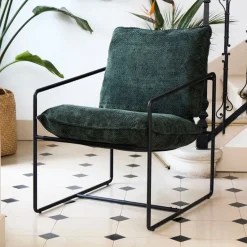 Fauteuil en tissu et fer émeraude - Elément