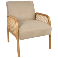 Fauteuil en tissu et hévéa beige - Firmin