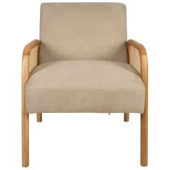 Fauteuil en tissu et hévéa beige - Firmin
