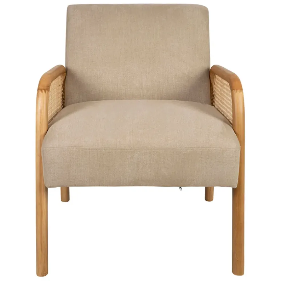 Fauteuil en tissu et hévéa beige - Firmin