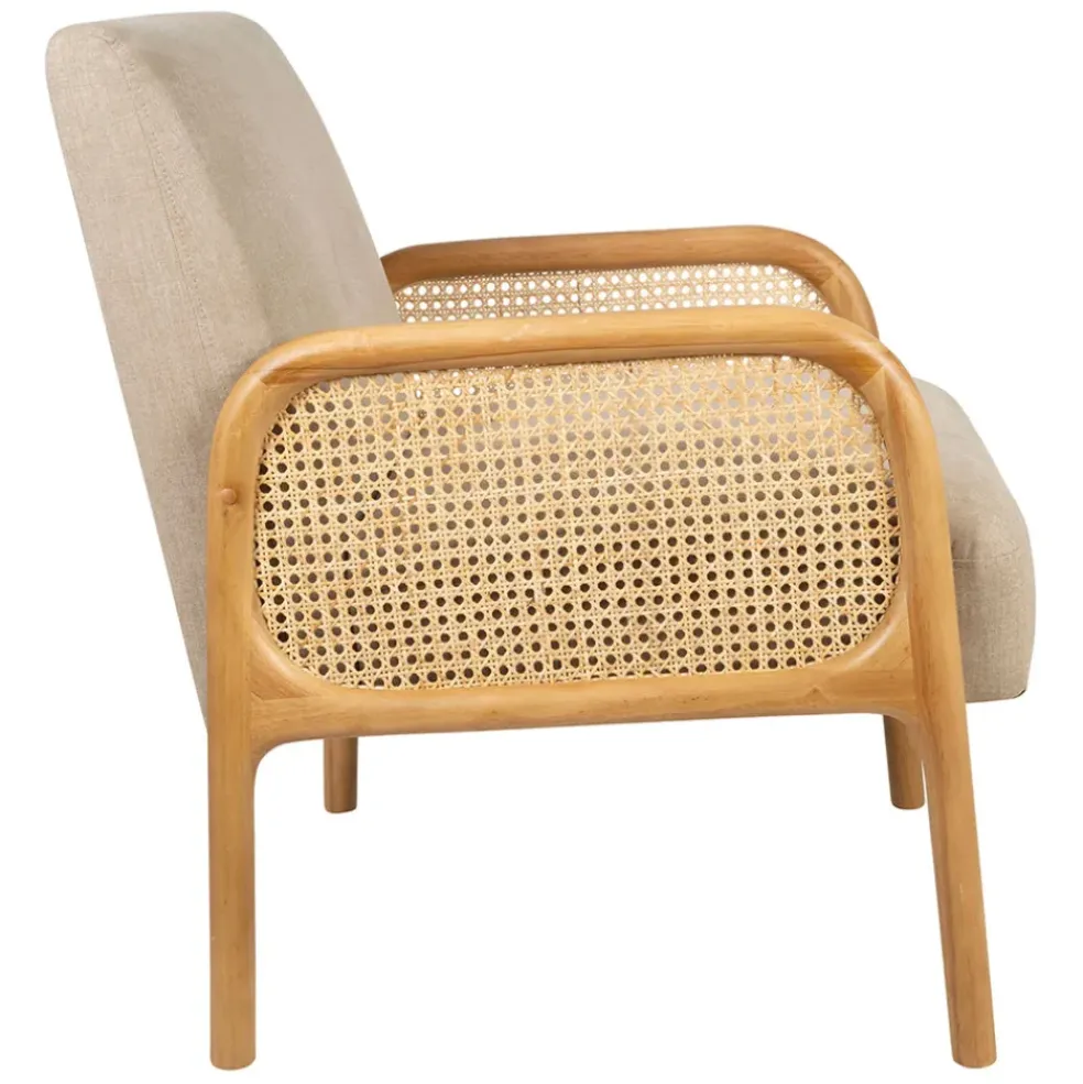 Fauteuil en tissu et hévéa beige - Firmin