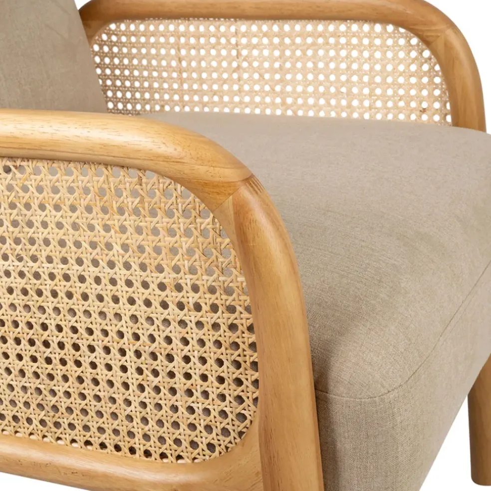 Fauteuil en tissu et hévéa beige - Firmin