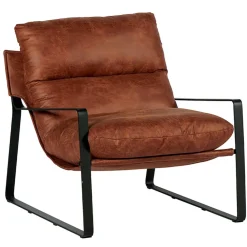Fauteuil en tissu imitation cuir havane - Torsten