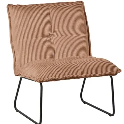 Fauteuil en tissu velours côtelé camel - Calvin
