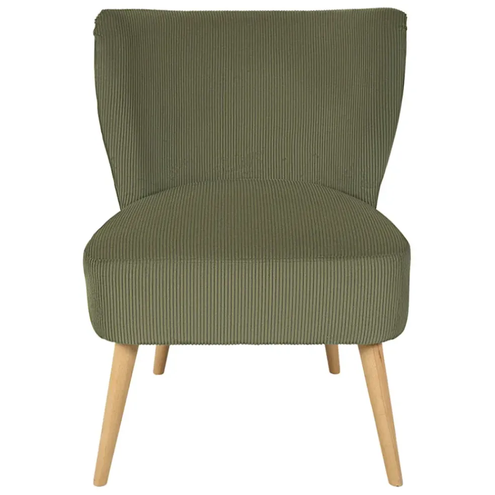 Fauteuil en velours côtelé kaki - Eleonor