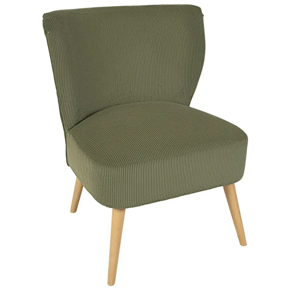 Fauteuil en velours côtelé kaki - Eleonor