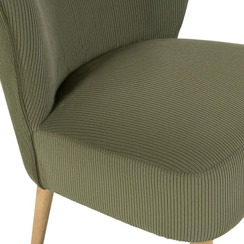Fauteuil en velours côtelé kaki - Eleonor