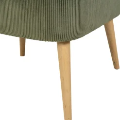 Fauteuil en velours côtelé kaki - Eleonor