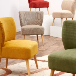 Fauteuil en velours côtelé moutarde - Eleonor