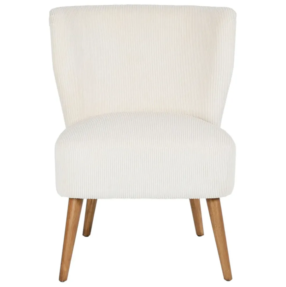Fauteuil en velours côtelé écru - Eleonor