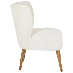 Fauteuil en velours côtelé écru - Eleonor