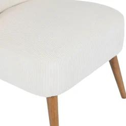 Fauteuil en velours côtelé écru - Eleonor