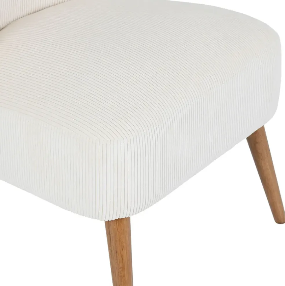 Fauteuil en velours côtelé écru - Eleonor