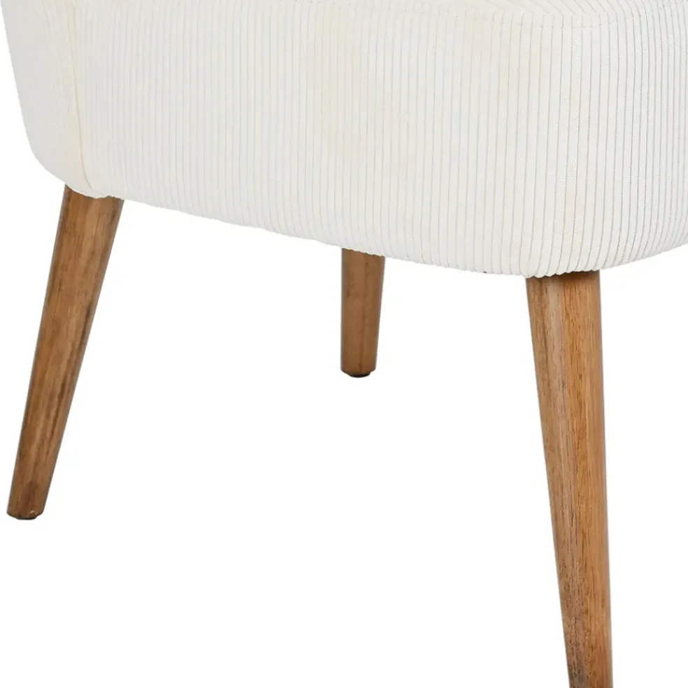 Fauteuil en velours côtelé écru - Eleonor