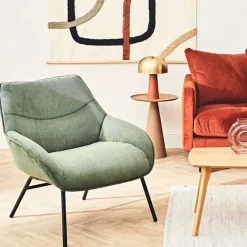 Fauteuil en velours côtelé vert sapin - martin
