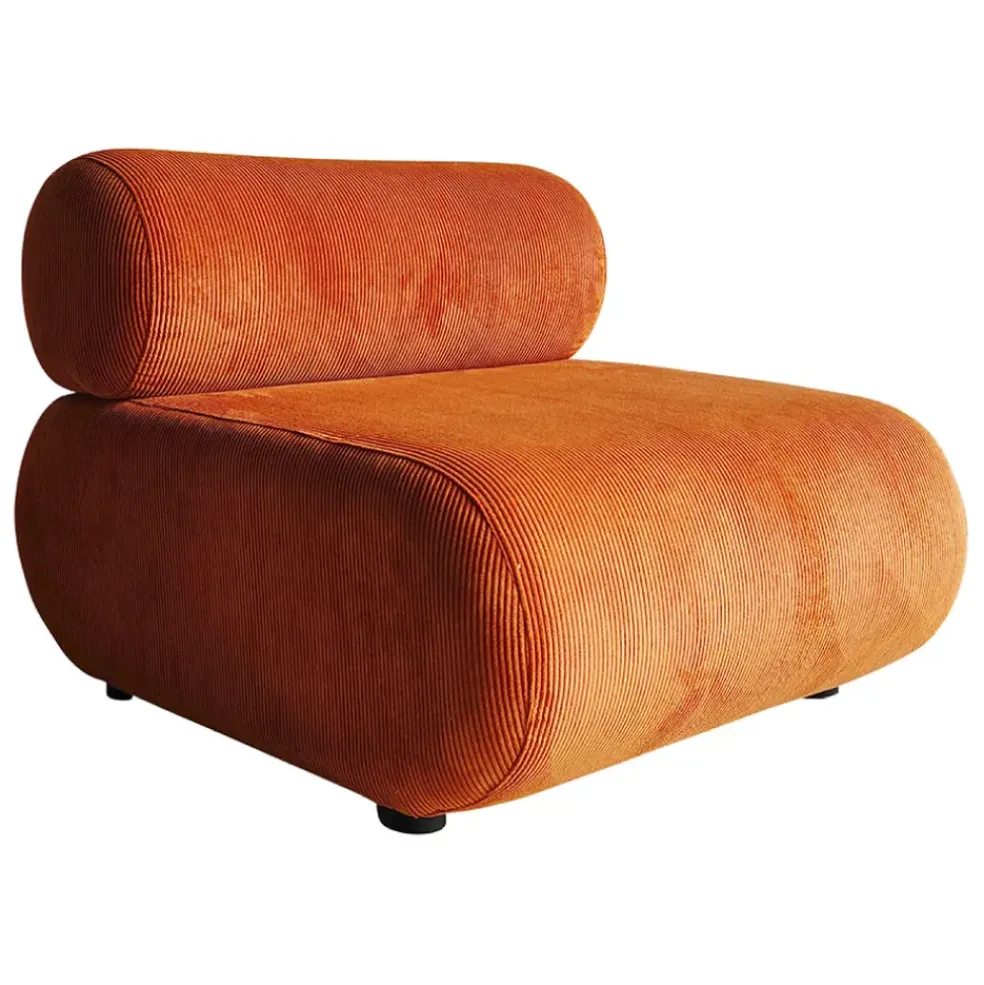 Fauteuil en velours côtelé terracotta - Chelsea