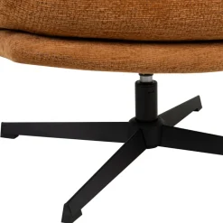 Fauteuil et repose pied en tissu brun et fer noir - Lery