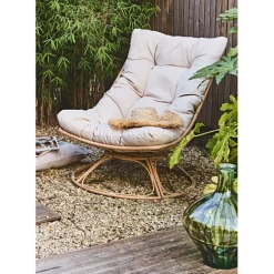 Fauteuil extérieur en métal beige - Petra