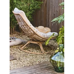 Fauteuil extérieur en métal beige - Petra