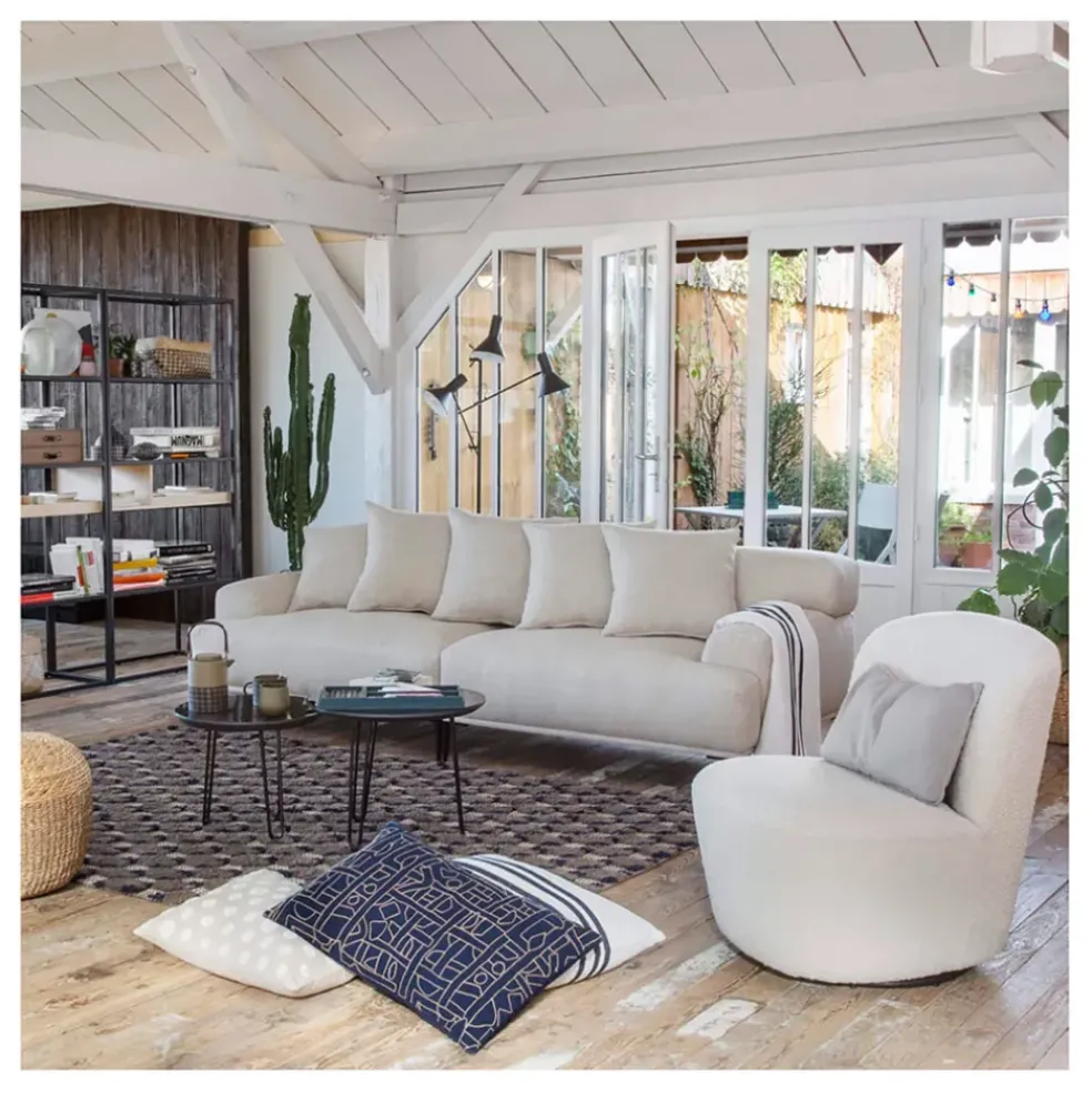 Fauteuil pivotant en bouclette blanc - Pauline