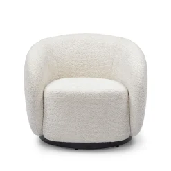 Fauteuil pivotant en tissu effet bouclette beige - Assa