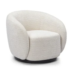 Fauteuil pivotant en tissu effet bouclette beige - Assa
