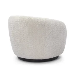 Fauteuil pivotant en tissu effet bouclette beige - Assa