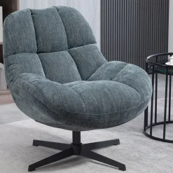 Fauteuil pivotant en tissu bleu - Molto