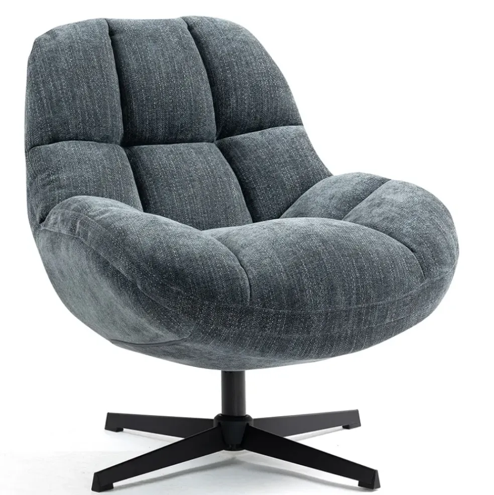 Fauteuil pivotant en tissu bleu - Molto
