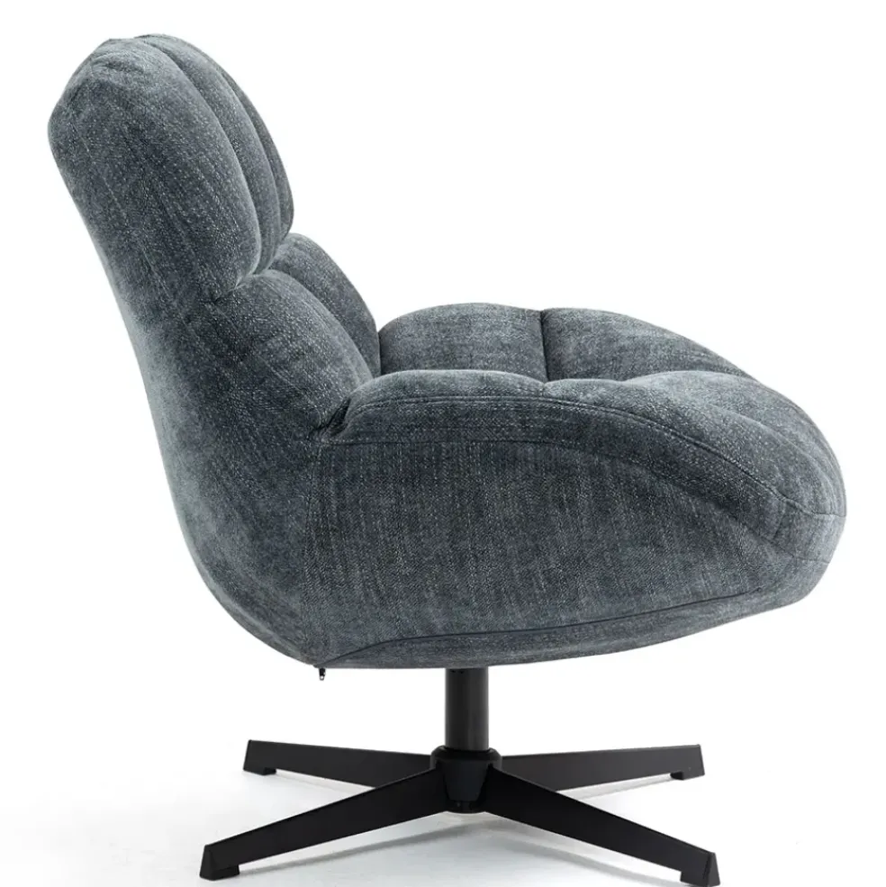 Fauteuil pivotant en tissu bleu - Molto