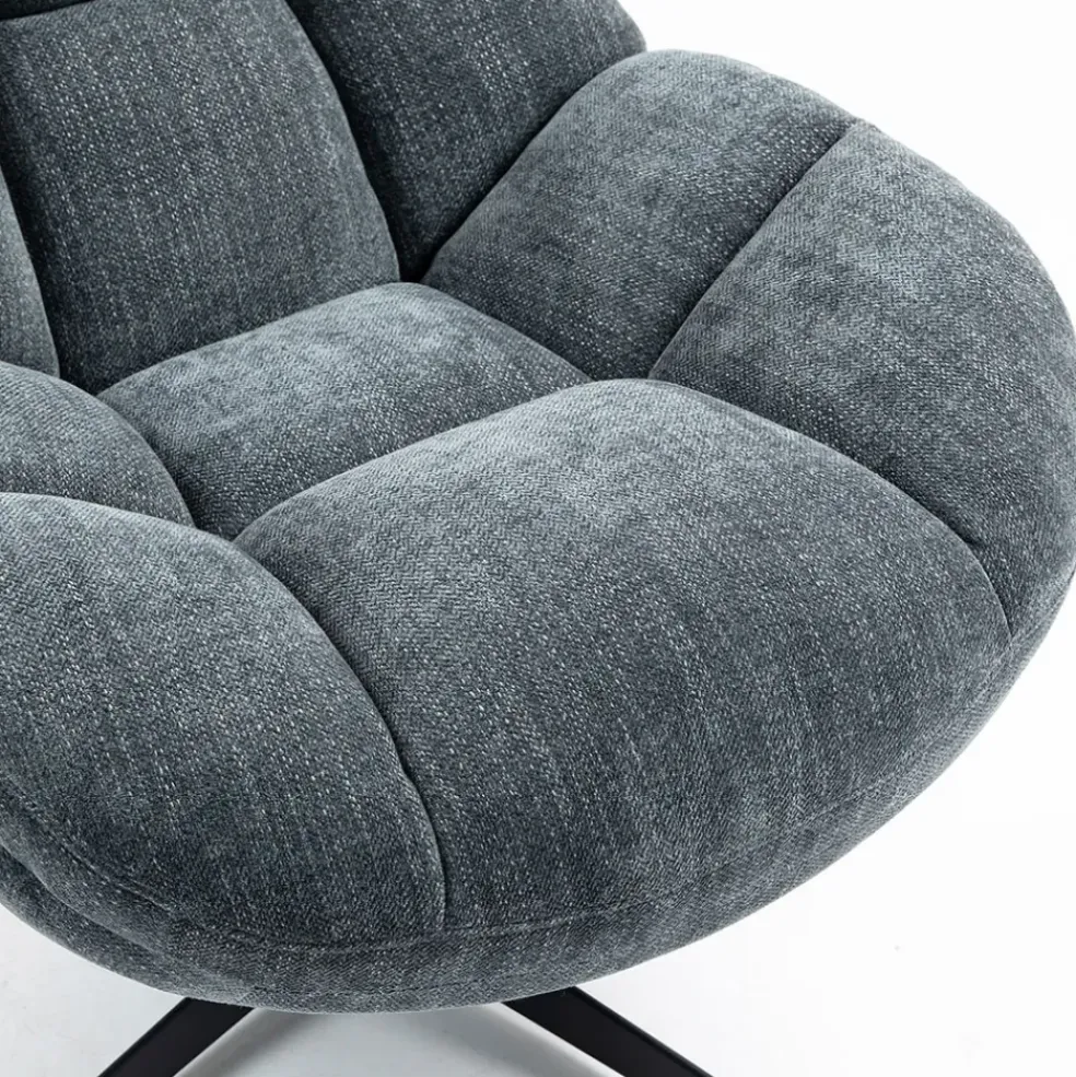 Fauteuil pivotant en tissu bleu - Molto