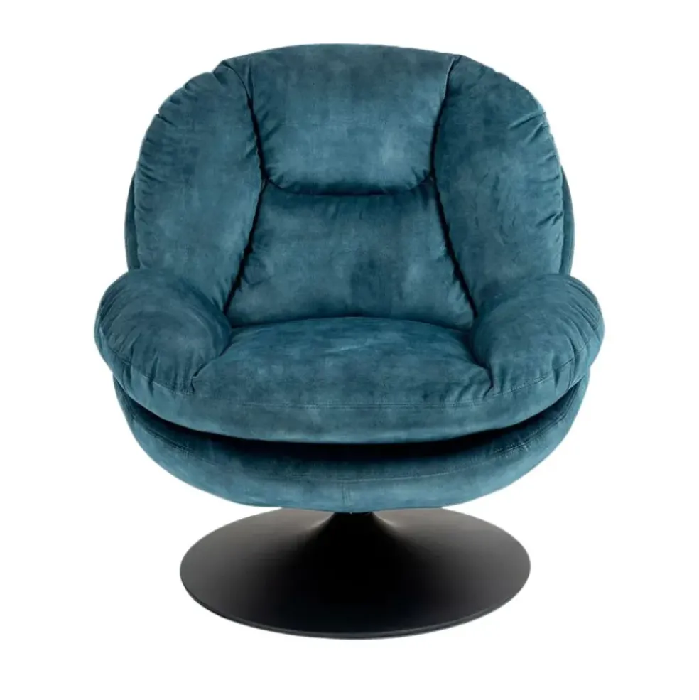 Fauteuil pivotant en velours bleu gris - Topi