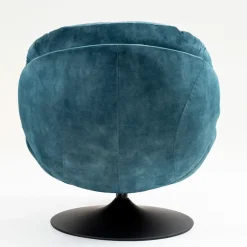 Fauteuil pivotant en velours bleu gris - Topi