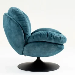 Fauteuil pivotant en velours bleu gris - Topi