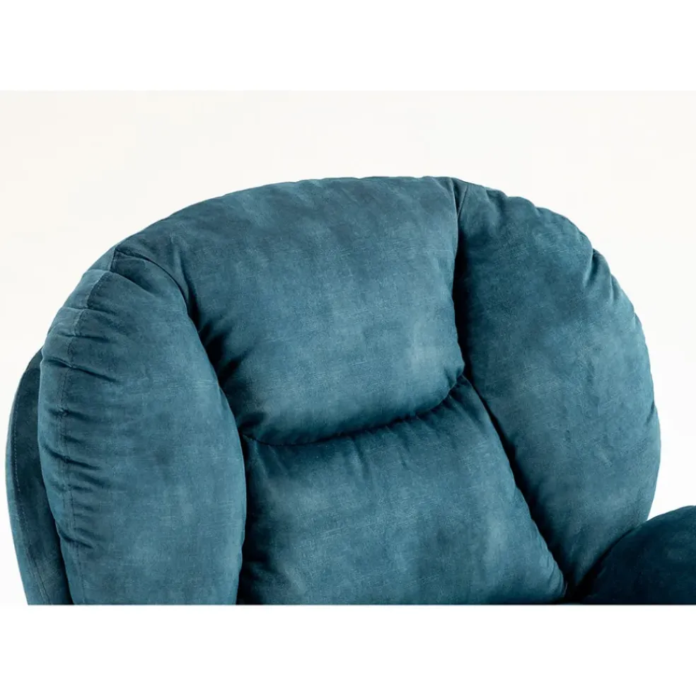 Fauteuil pivotant en velours bleu gris - Topi