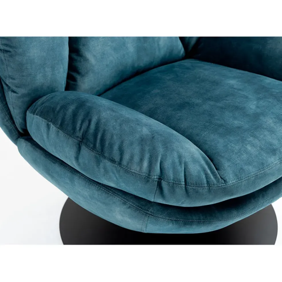 Fauteuil pivotant en velours bleu gris - Topi