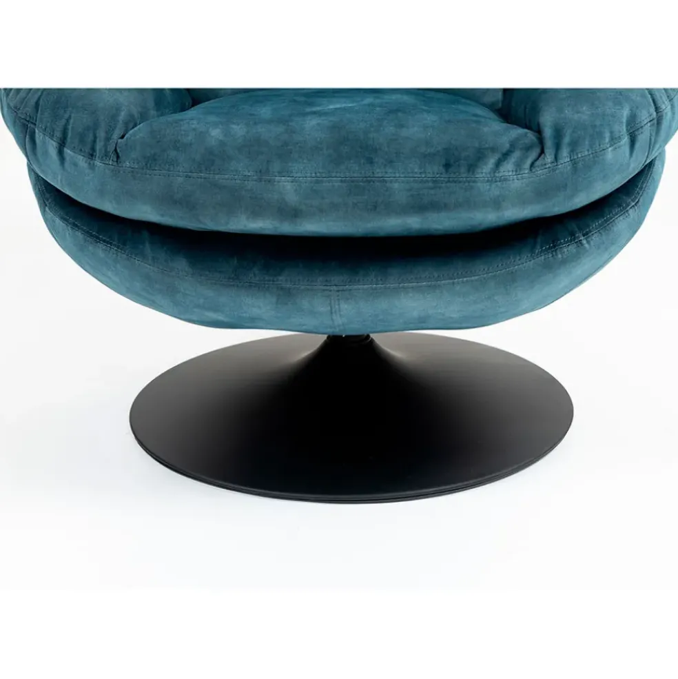 Fauteuil pivotant en velours bleu gris - Topi