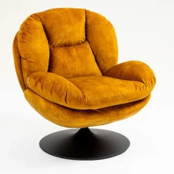 Fauteuil pivotant en velours ocre - Topi
