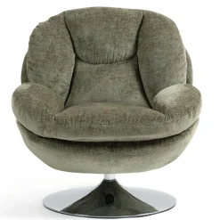 Fauteuil pivotant en velours kaki - Topi